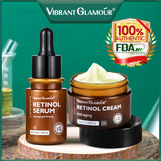 VIBRANT GLAMOUR FDA Retinol Cream + Serum Hyaluronic Acid Brighten Anti-Aging Skincare