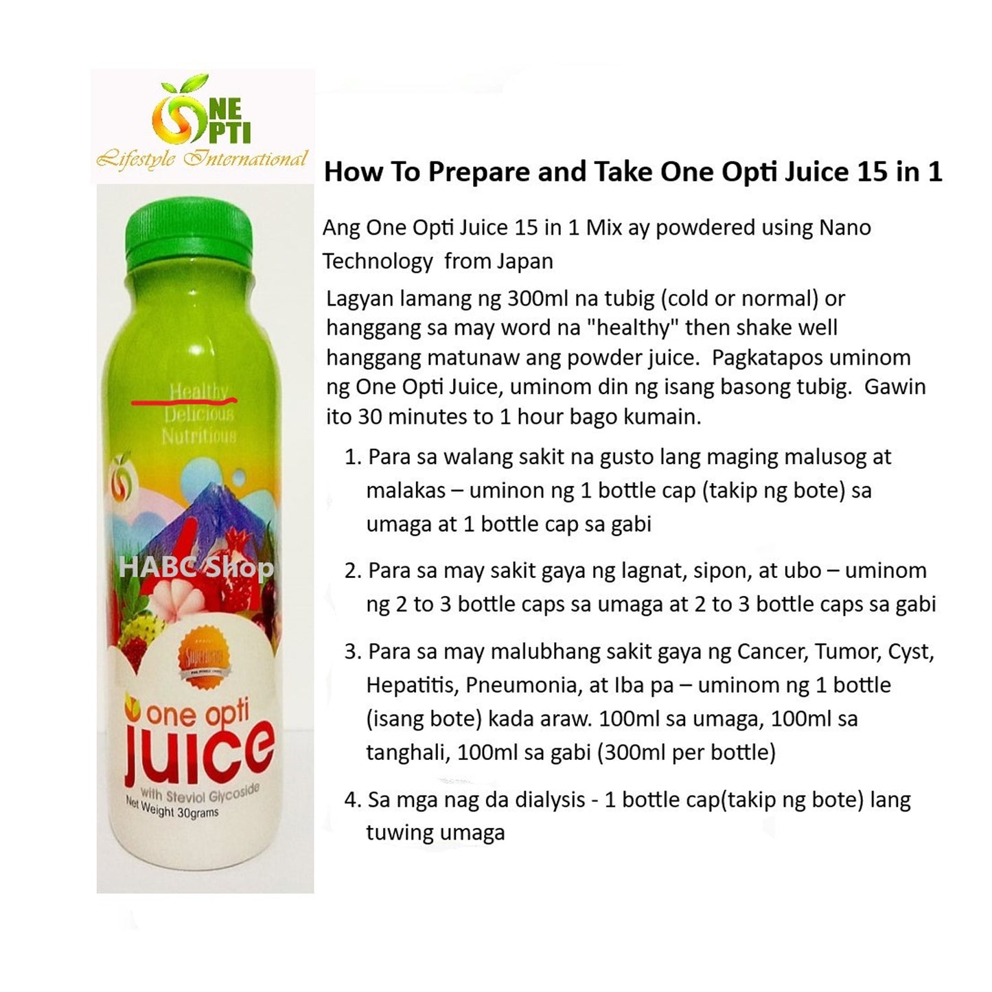 ONE OPTI JUICE 15 IN 1 MIX / Chocodrink 1 Bottle