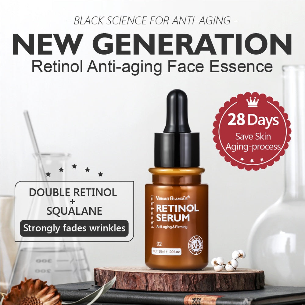 VIBRANT GLAMOUR FDA Double Retinol Serum Firming Collagen Anti-Age Fading Dark Spots Fine Lines 30mL