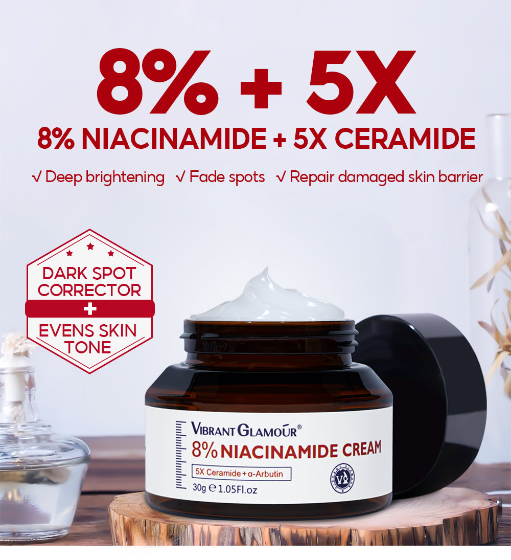 VIBRANT GLAMOUR 8% Niacinamide Whitening Face Cream, 5% Niacinamide Serum, Retinol Cream, & Retinol Serum