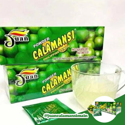 JUAN CALAMANSI POWDER - 48SACHETS Per BOX Sugar Free Natural Beverage Mixed