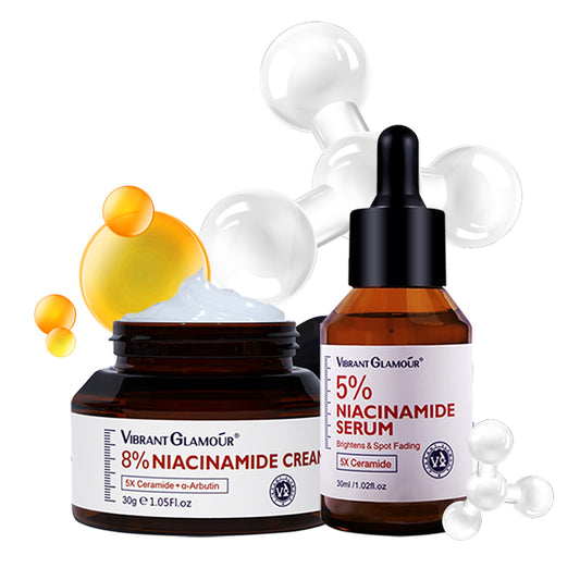 VIBRANT GLAMOUR 8% Niacinamide Whitening Face Cream 5% Niacinamide Serum Set